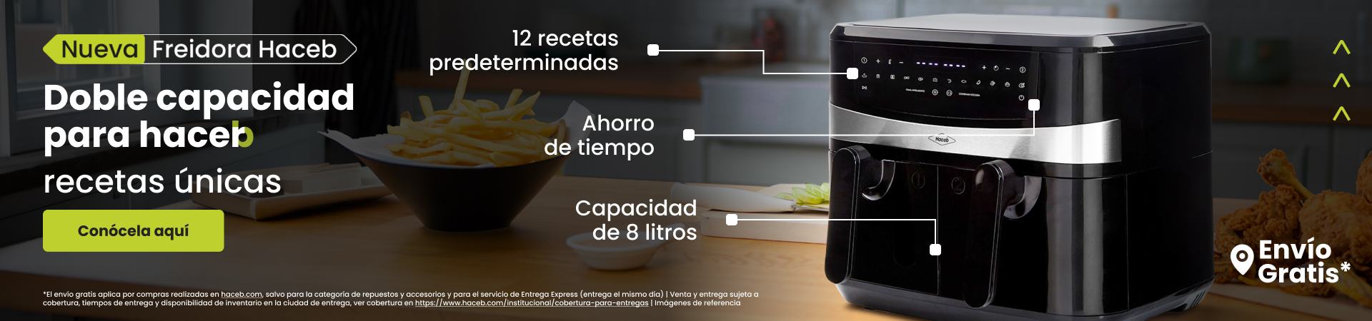 Freidora Doble Canasta 8 L Haceb.