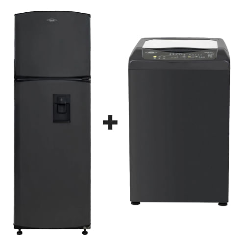 Lavadora Awüa 13 Kilogramos Haceb Digital Negra + Nevera Haceb No Frost 311 Litros Manija Integrada - Titanio