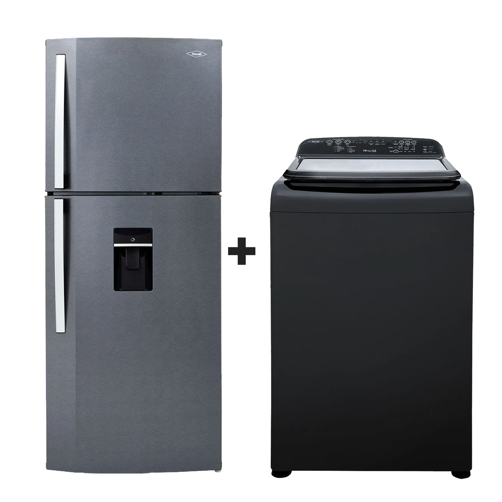 Nevera No Frost 404 Lt Titanio Inverter + Lavadora IVY 19 Kg Panel Digital Negra