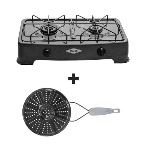 Combo tradición: Cocineta pimienta 2 puestos Gas Propano +  Parrilla para asar arepas