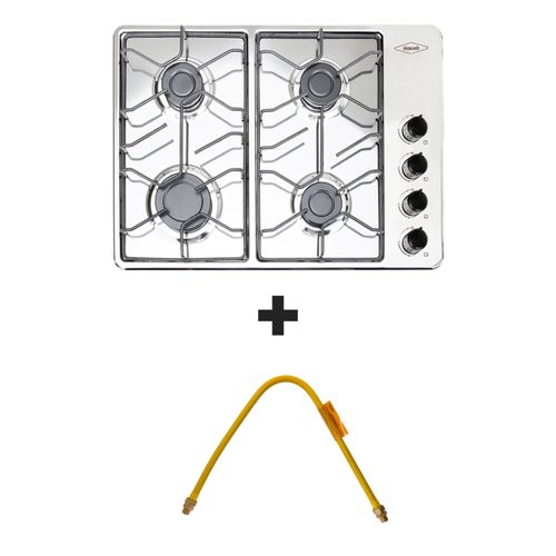 Combo instala y cocina: Estufa de empotrar Inox 60x40 + Manguera espiral 36