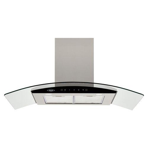 Campana península vidrio inox-negro de 90cm con 3 velocidades