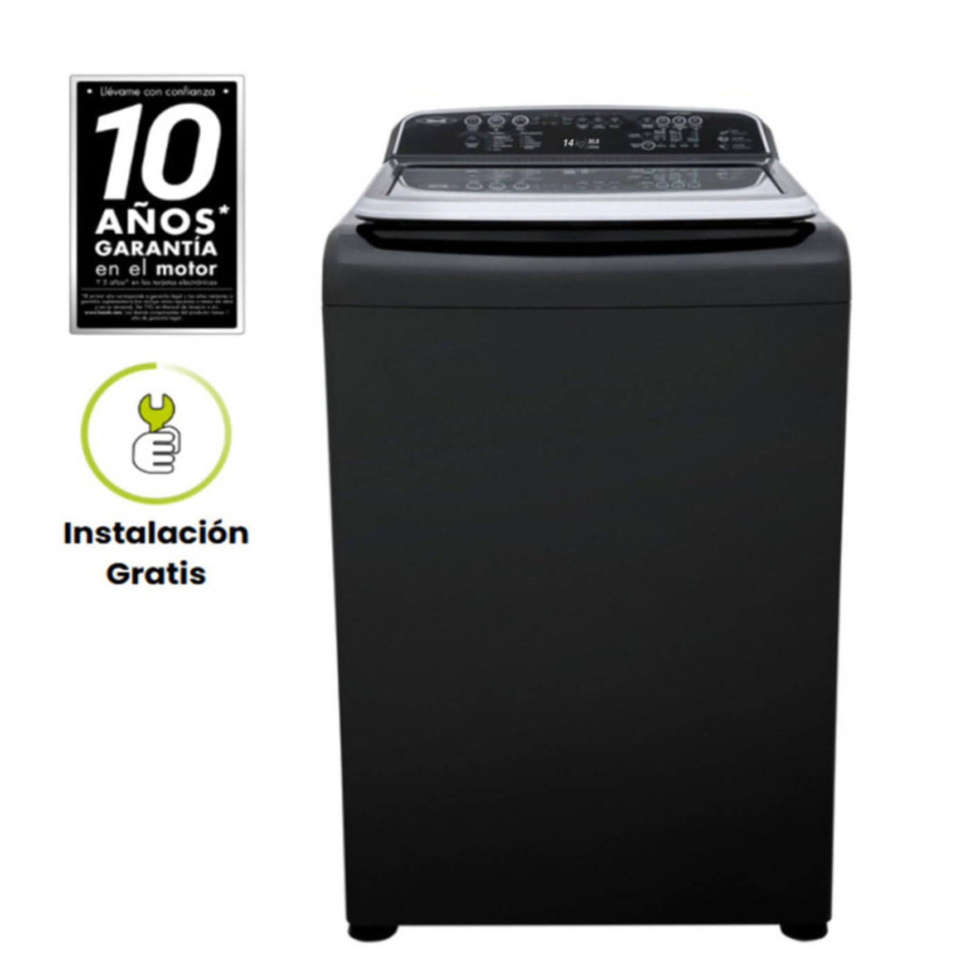 Lavadora ZOÜ 14 Kilogramos Haceb Digital Negra