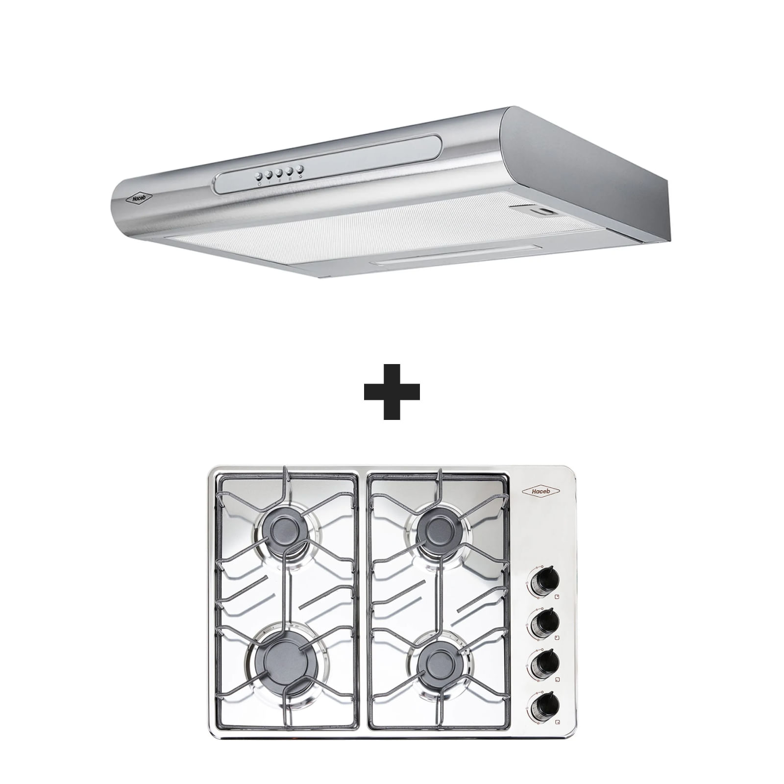 Kit Hogar Práctico: Estufa de empotrar Inox 60x43 cm alambrón GN + Campana Tofu Inox 3 V
