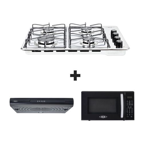 Kit Complemento 2.0: Estufa de empotrar 60x43 + Campana 3V + Horno microondas